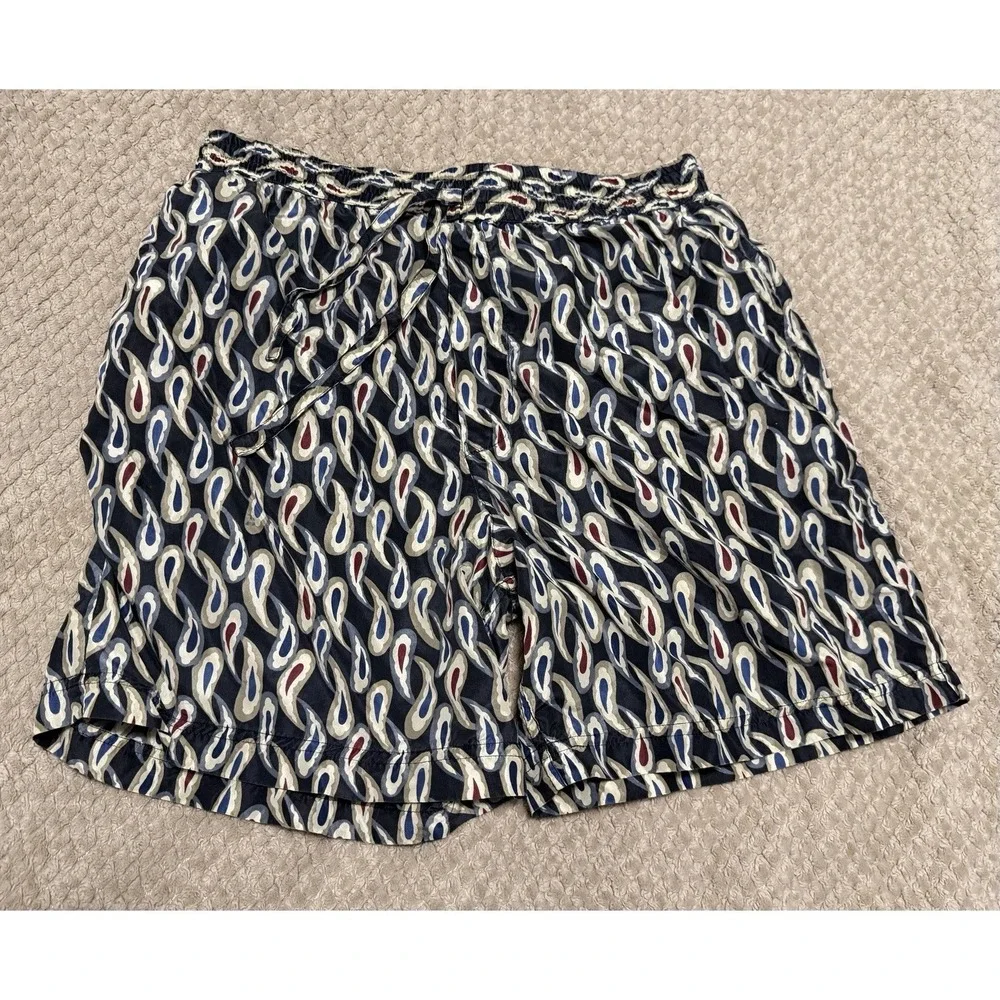 Vintage‎ 100% Silk Boxers Boxer Shorts Mens Medium Blue Paisley